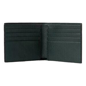 Prada Saffiano Leather Dark Green Bifold Wallet Metal